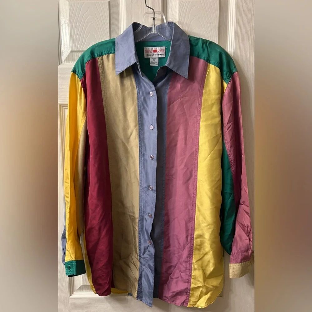 Stunt collections Multicolor vintage Men's 100% silk dress Shirt size s